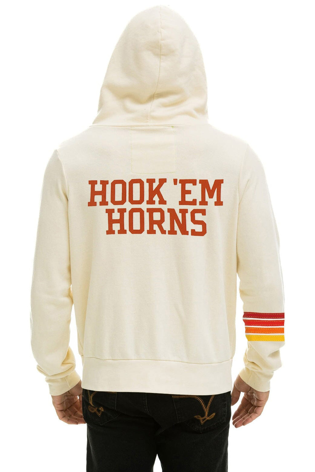 Classic UNIVERSITY OF TEXAS CIRCLE HOOK EM ZIP HOODIE - VINTAGE WHITE