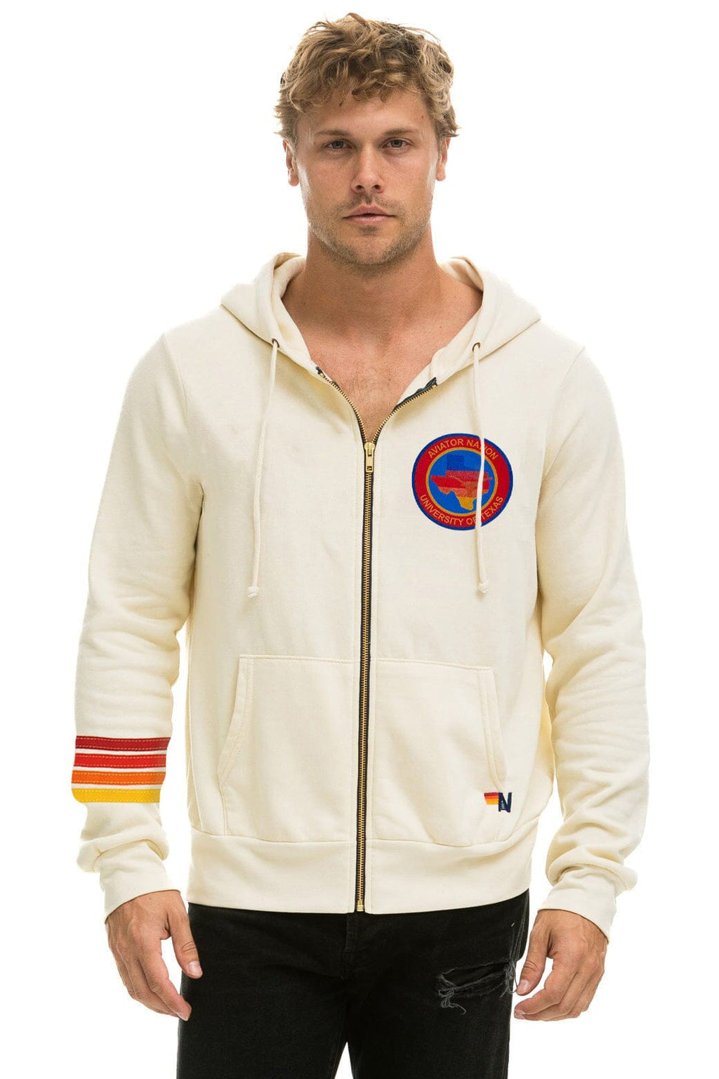 Classic UNIVERSITY OF TEXAS CIRCLE HOOK EM ZIP HOODIE - VINTAGE WHITE