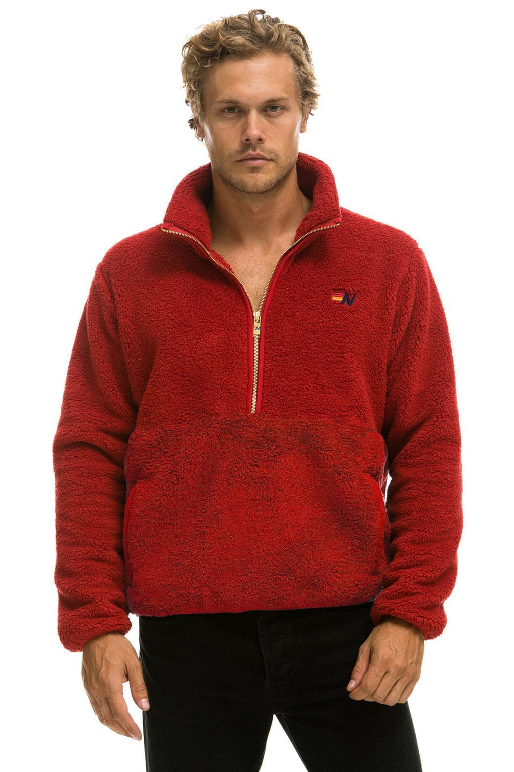 Classic TEDDY UNISEX HALF ZIP JACKET - CHERRY