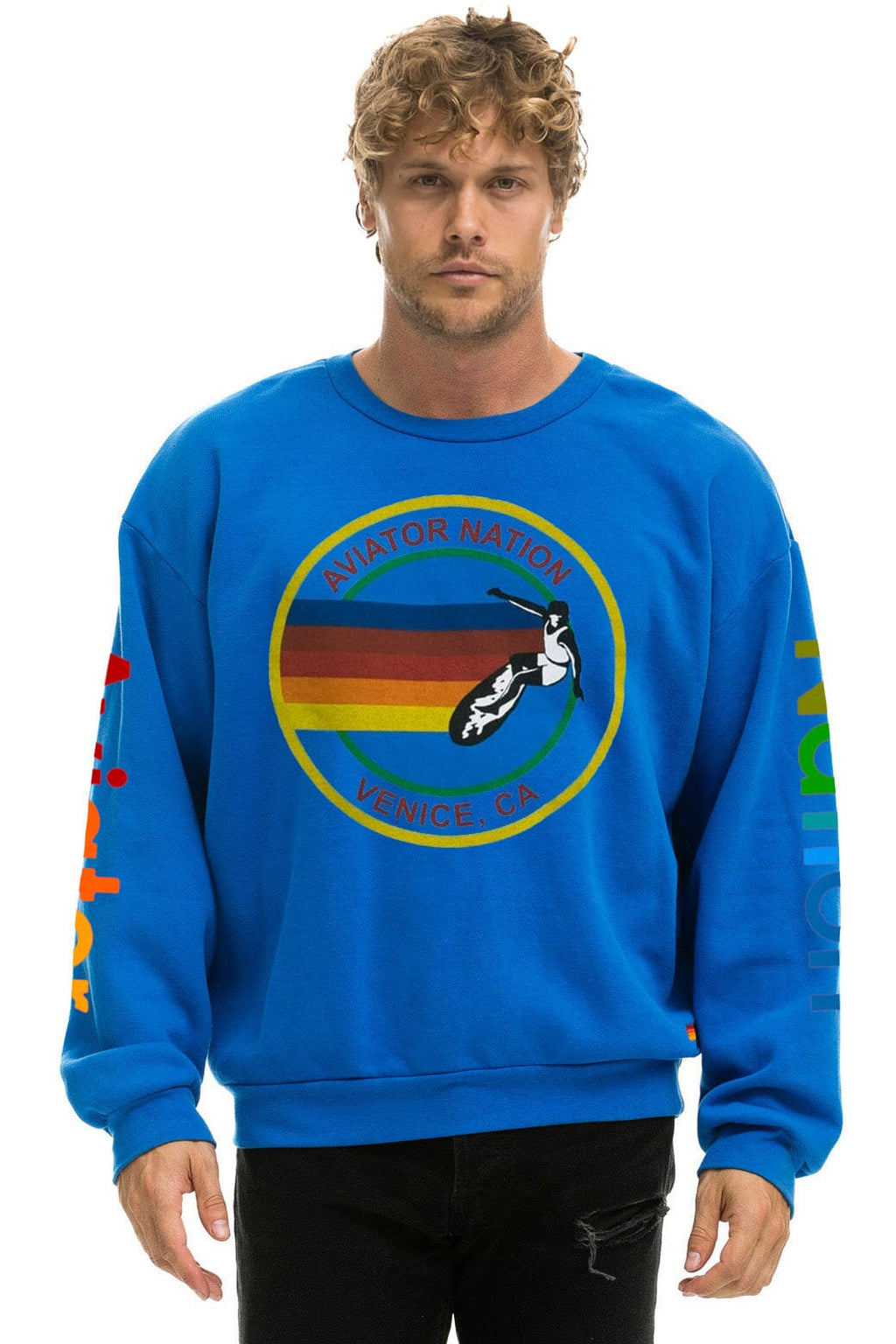 Classic AVIATOR NATION RELAXED VENICE CREW SWEATSHIRT - ADVENTURE BLUE