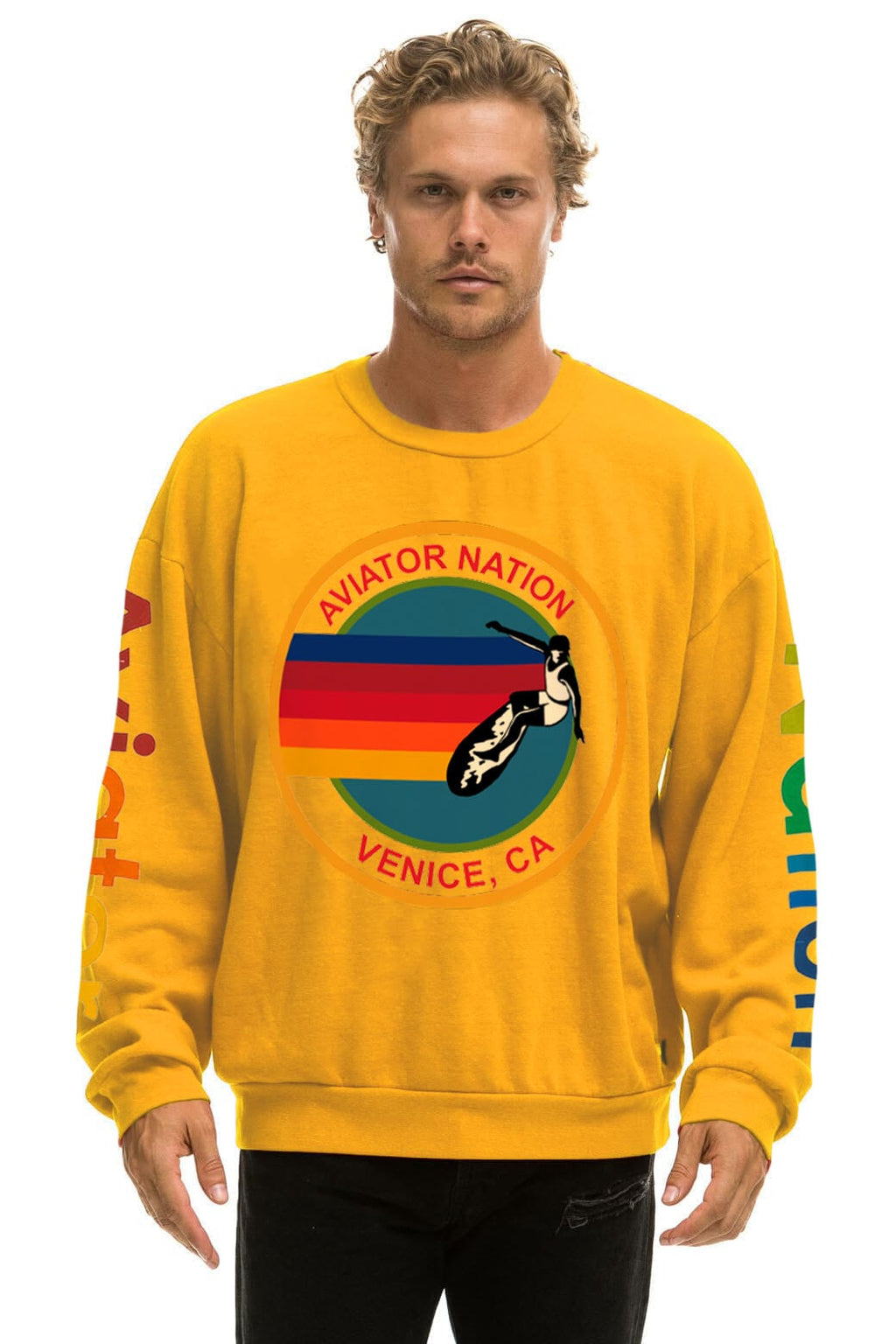 Classic AVIATOR NATION RELAXED VENICE CREW SWEATSHIRT - GOLD
