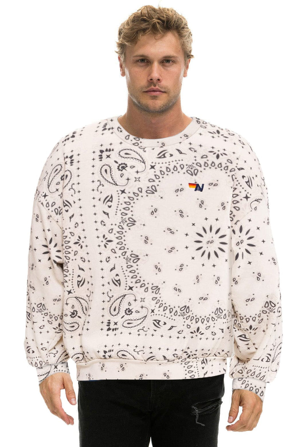 Classic BANDANA RELAXED CREW SWEATSHIRT - VINTAGE WHITE
