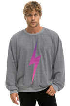 Classic BOLT FADE RELAXED CREW SWEATSHIRT - HEATHER GREY PINK PURPLE
