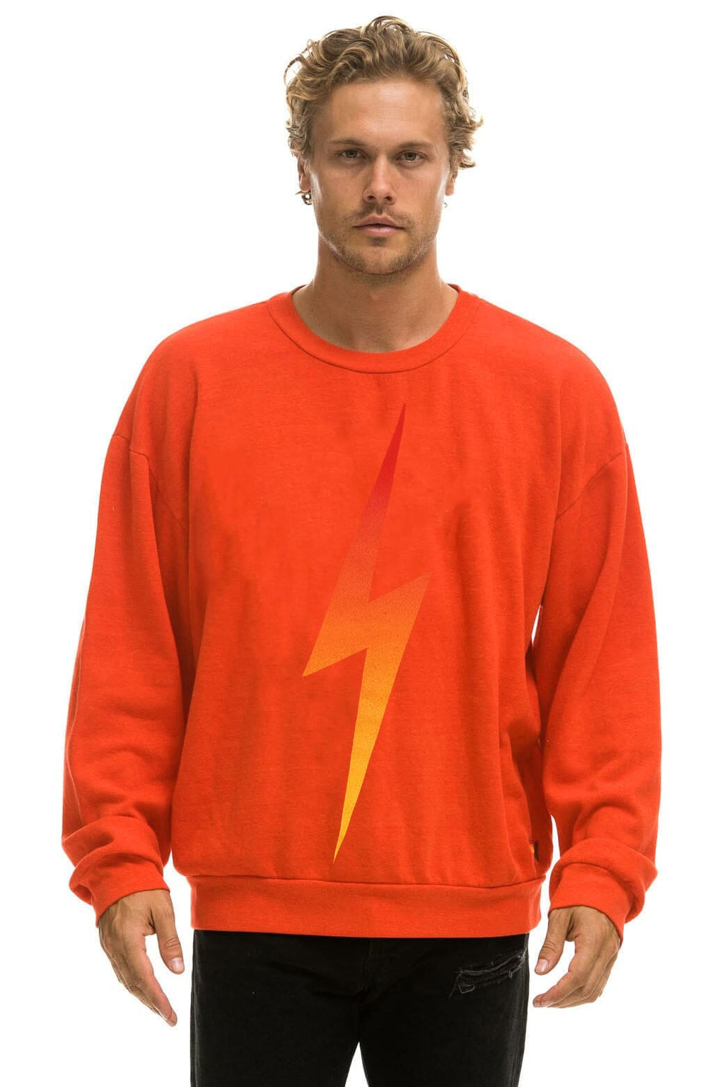 Classic BOLT FADE RELAXED CREW SWEATSHIRT - VINTAGE ORANGE RED YELLOW