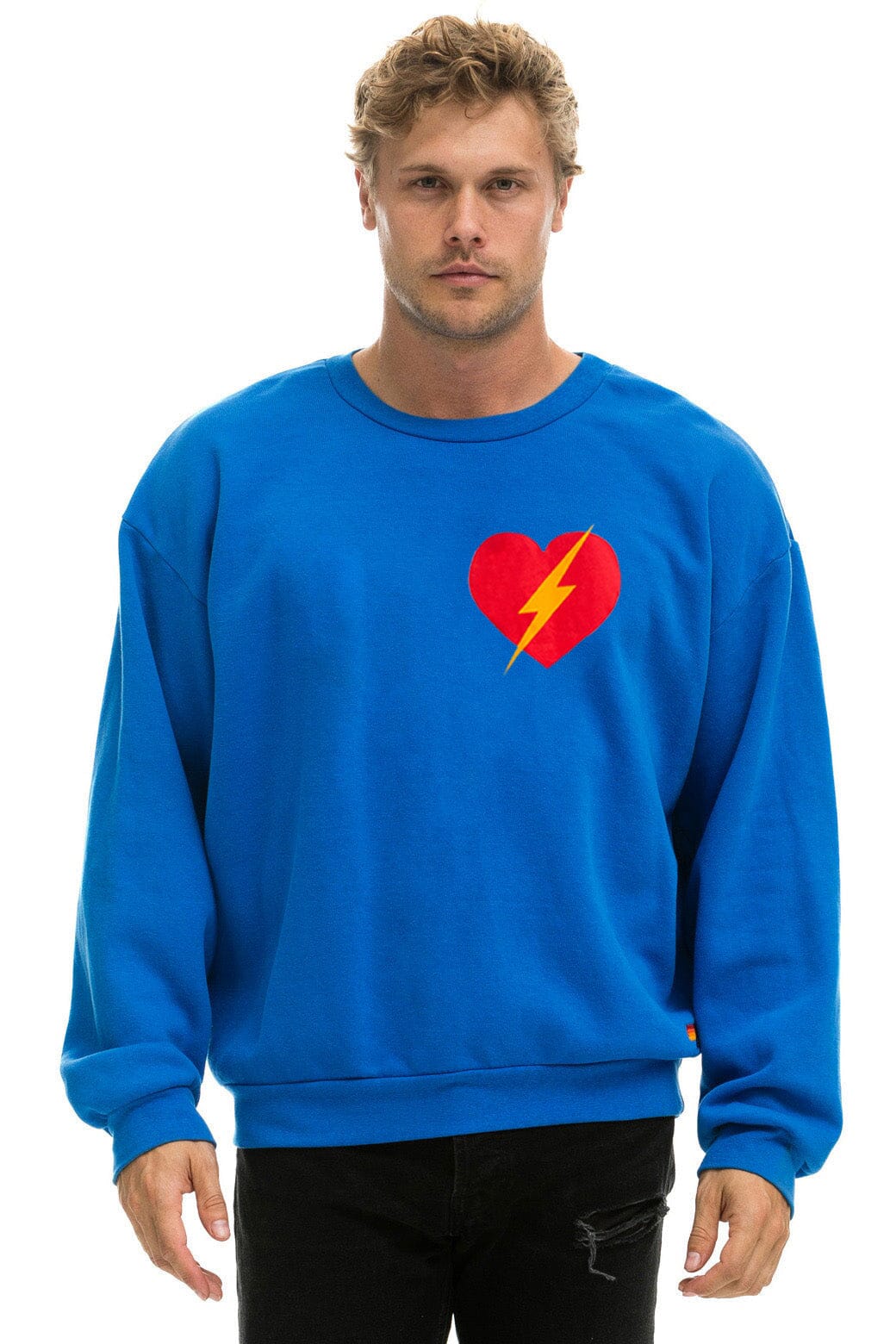 Classic BOLT HEART RELAXED CREW SWEATSHIRT - ADVENTURE BLUE