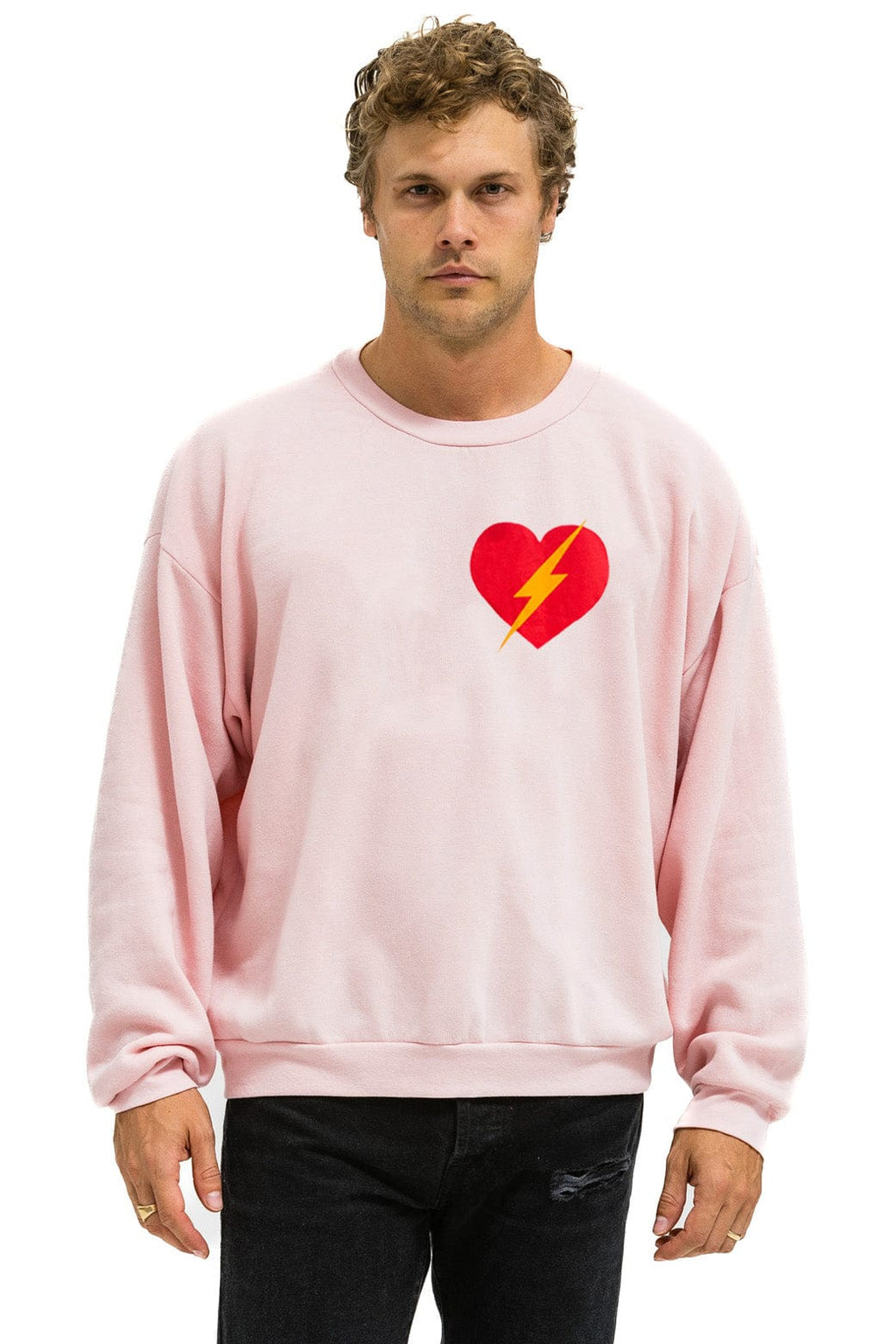 Classic BOLT HEART RELAXED CREW SWEATSHIRT - LIGHT PINK