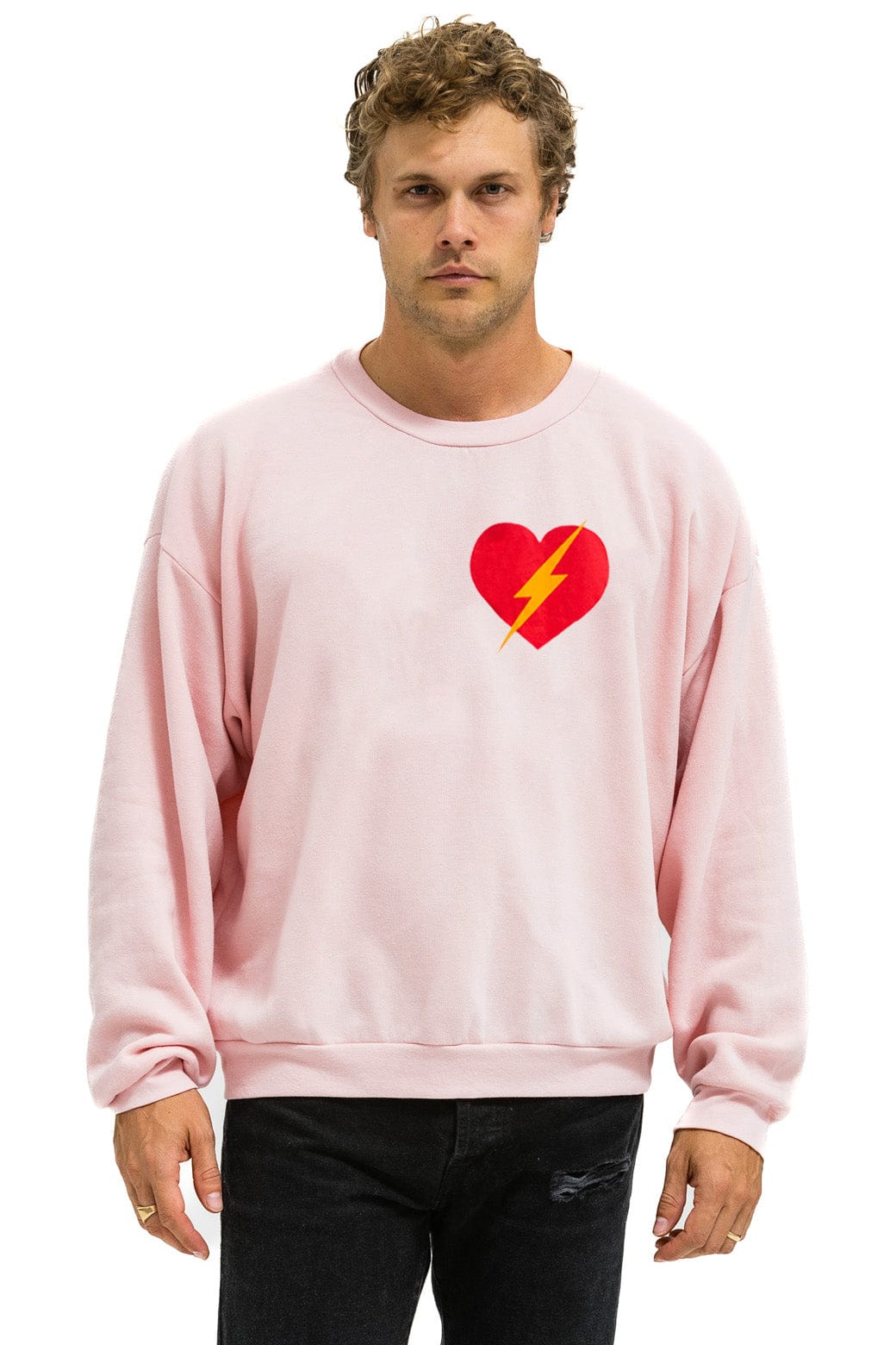Classic BOLT HEART RELAXED CREW SWEATSHIRT - LIGHT PINK