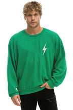 Classic BOLT STITCH RELAXED CREW SWEATSHIRT - KELLY GREEN WHITE