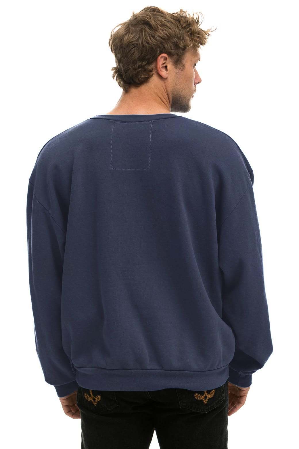 Classic BOLT STITCH RELAXED CREW SWEATSHIRT - NAVY WHITE