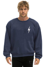 Classic BOLT STITCH RELAXED CREW SWEATSHIRT - NAVY WHITE