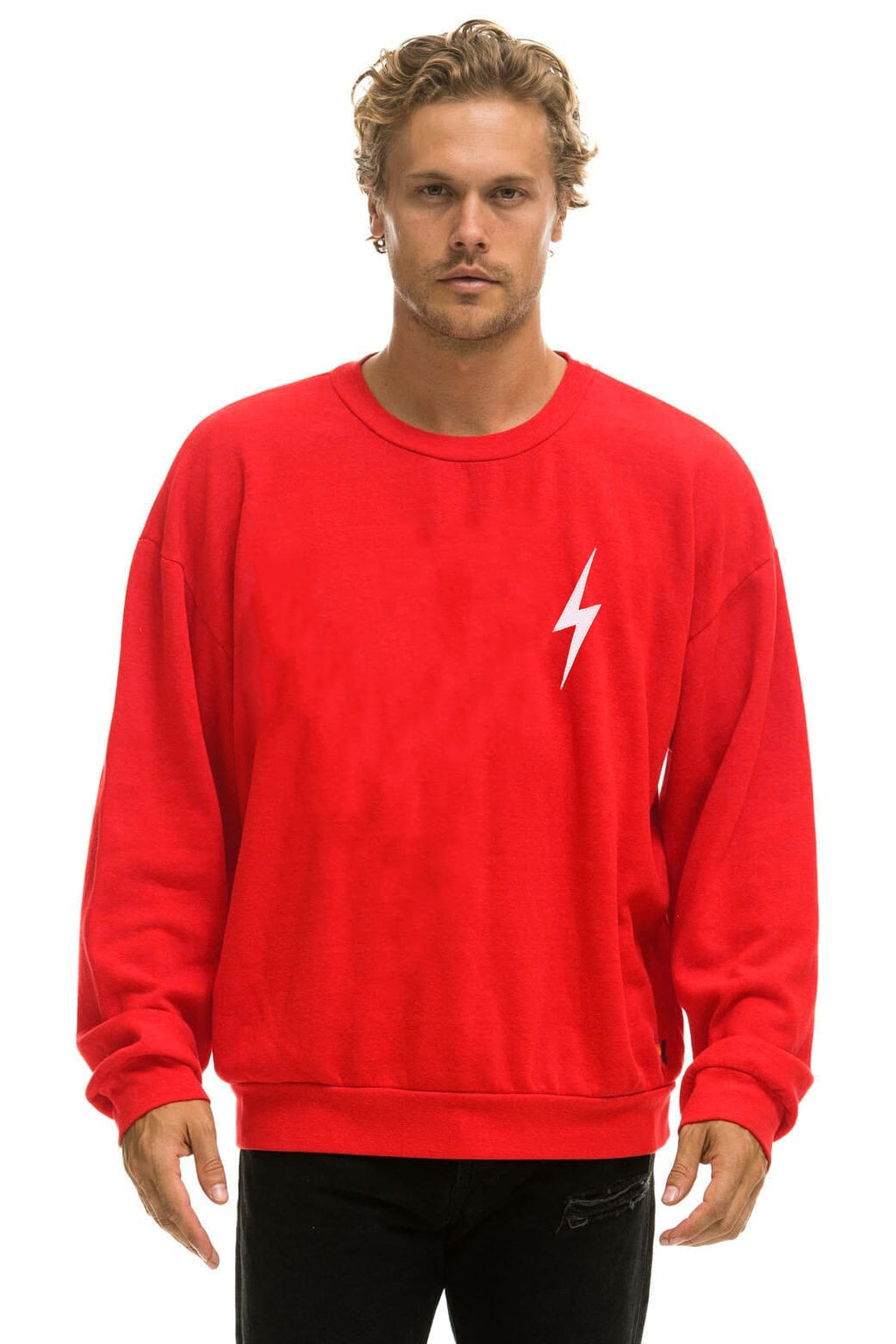Classic BOLT STITCH RELAXED CREW SWEATSHIRT - RED WHITE