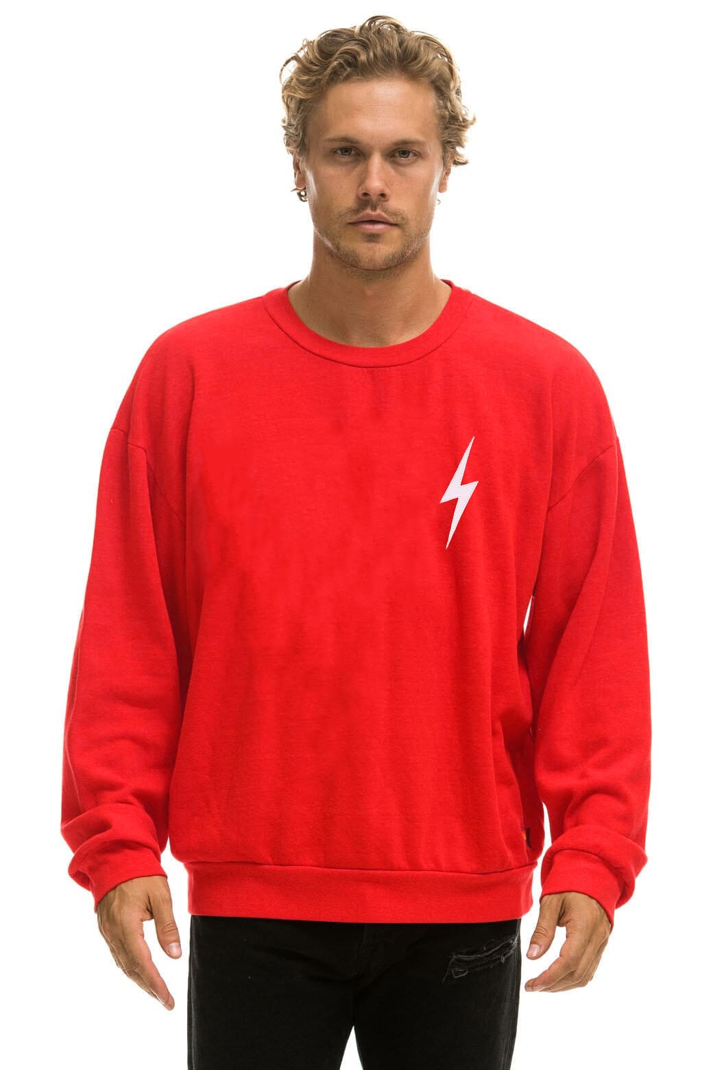 Classic BOLT STITCH RELAXED CREW SWEATSHIRT - RED WHITE