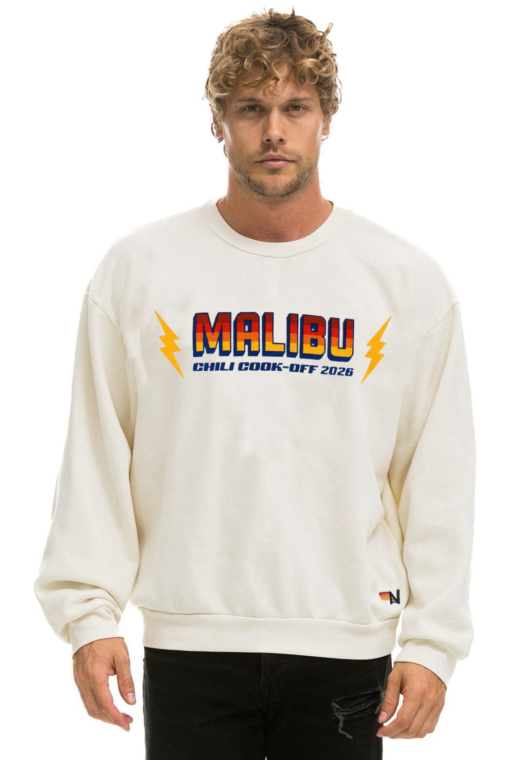 Classic MALIBU CHILI COOK-OFF 2026 RELAXED CREW SWEATSHIRT - VINTAGE WHITE