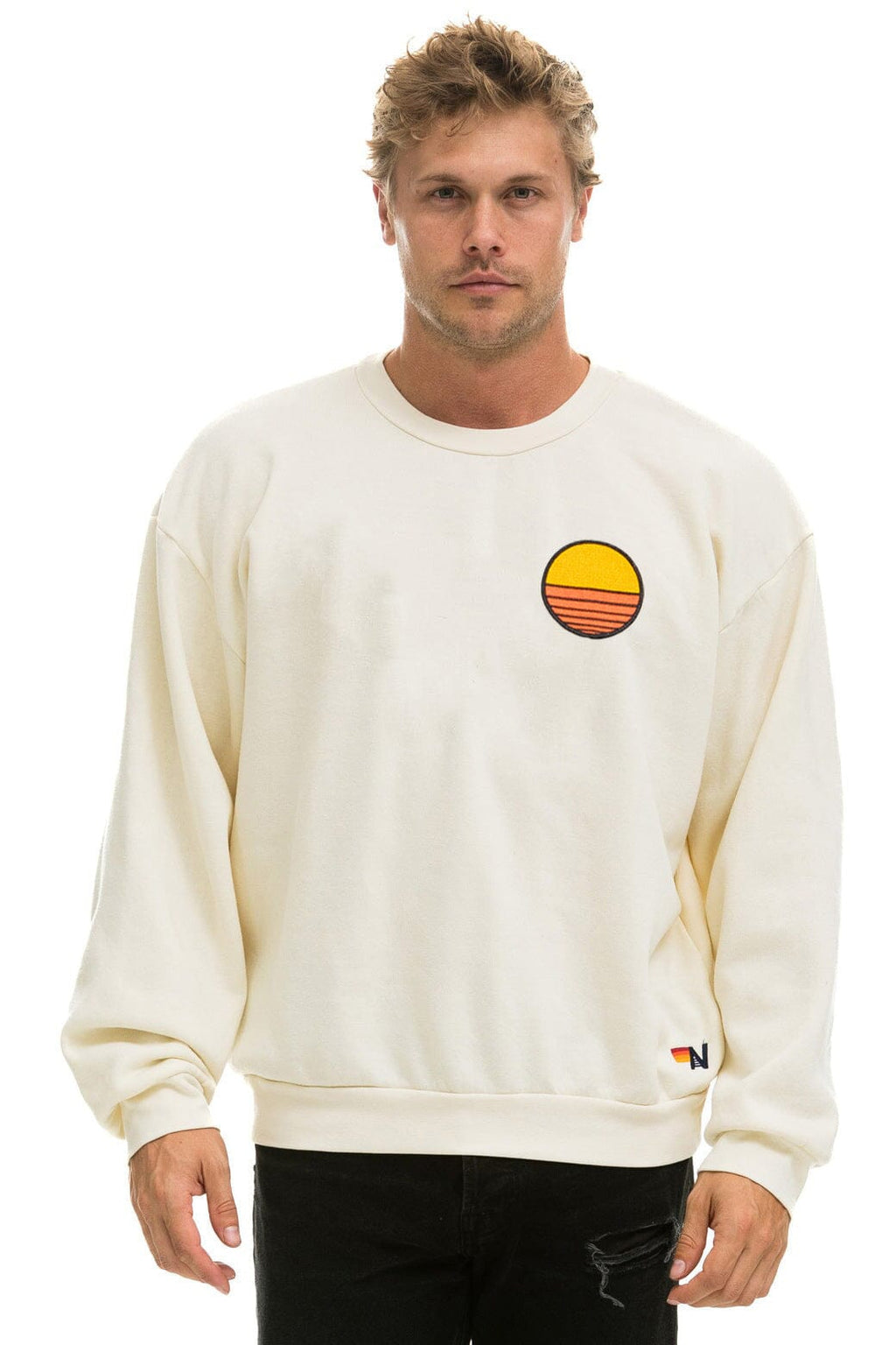 Classic SUNSET PATCH RELAXED CREW SWEATSHIRT - VINTAGE WHITE