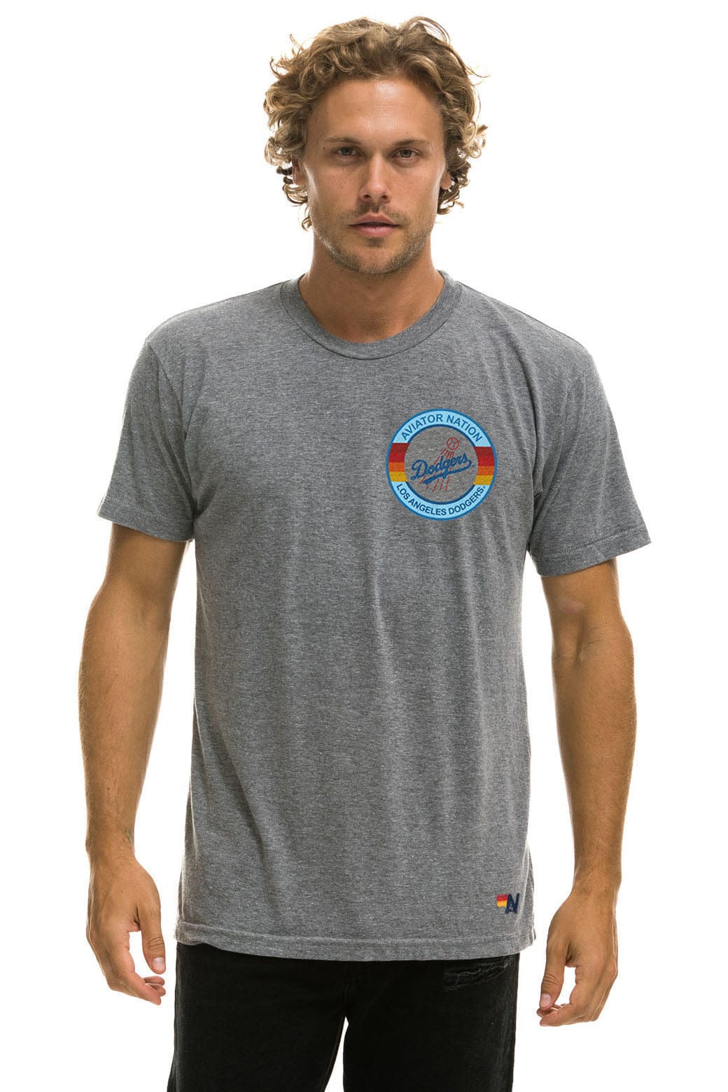 Classic LOS ANGELES DODGERS BOLT CREW TEE - HEATHER GREY