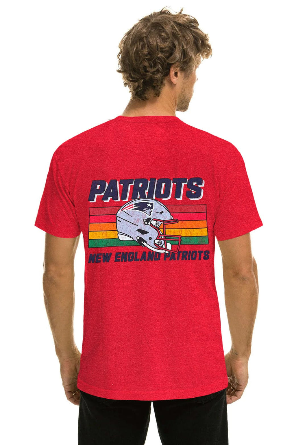Classic NEW ENGLAND PATRIOTS HELMET CREW TEE SHIRT - FLASH RED