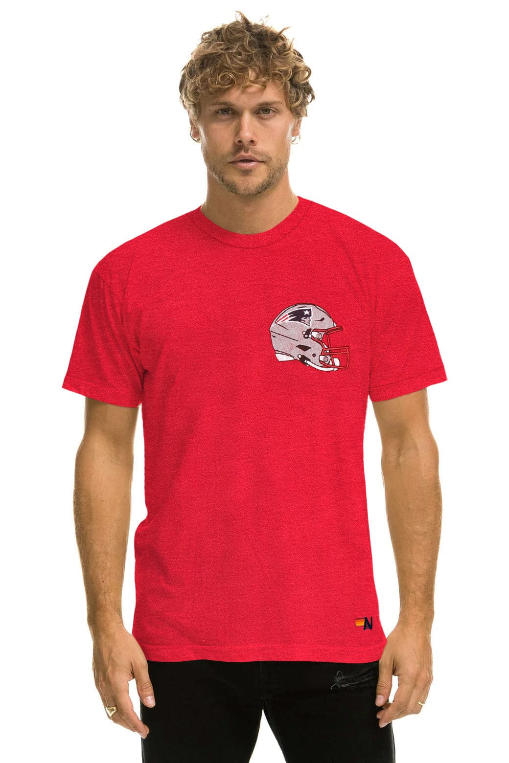 Classic NEW ENGLAND PATRIOTS HELMET CREW TEE SHIRT - FLASH RED