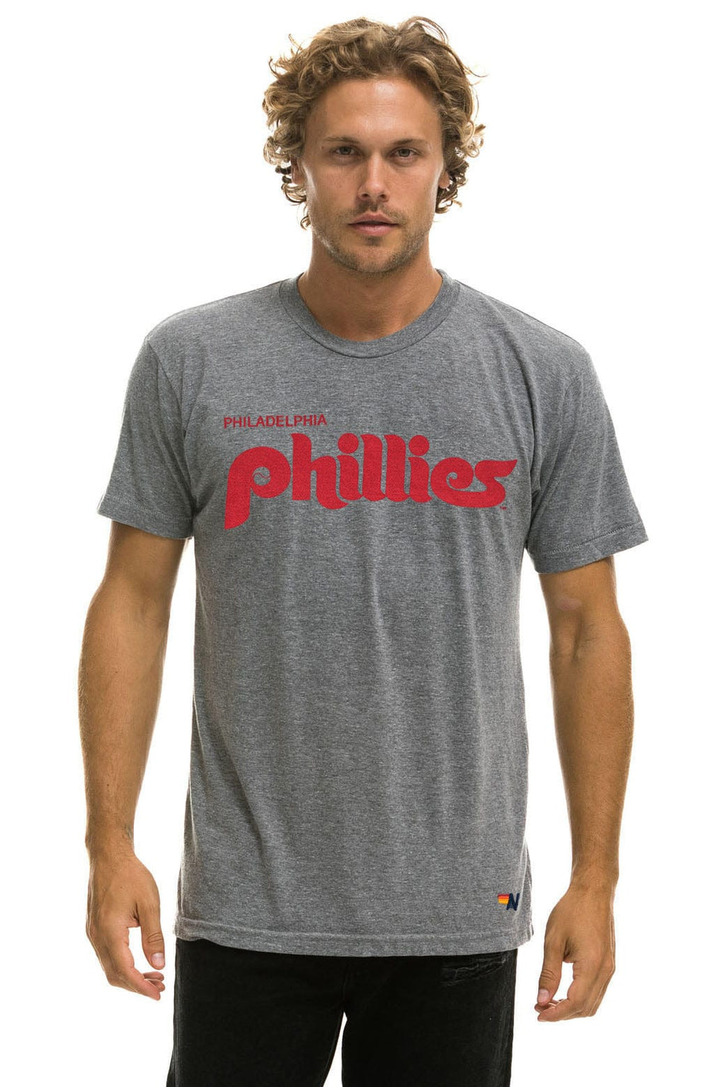 Classic PHILLIES BOLT CREW TEE - HEATHER GREY