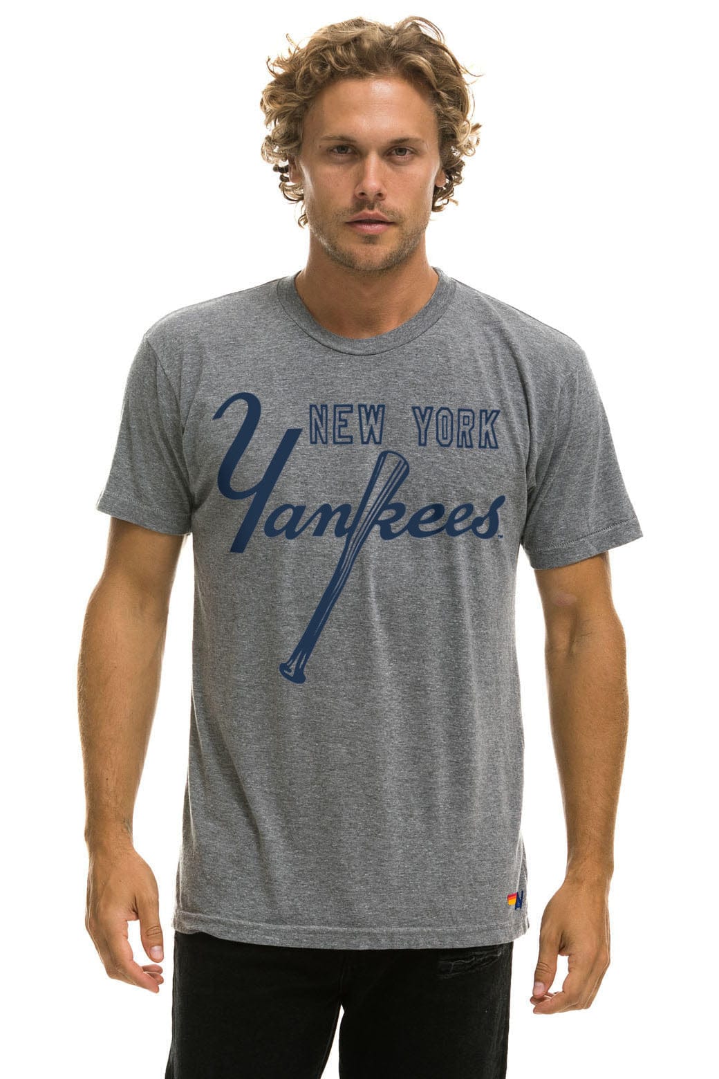 Classic NY YANKEES BOLT CREW TEE - HEATHER
