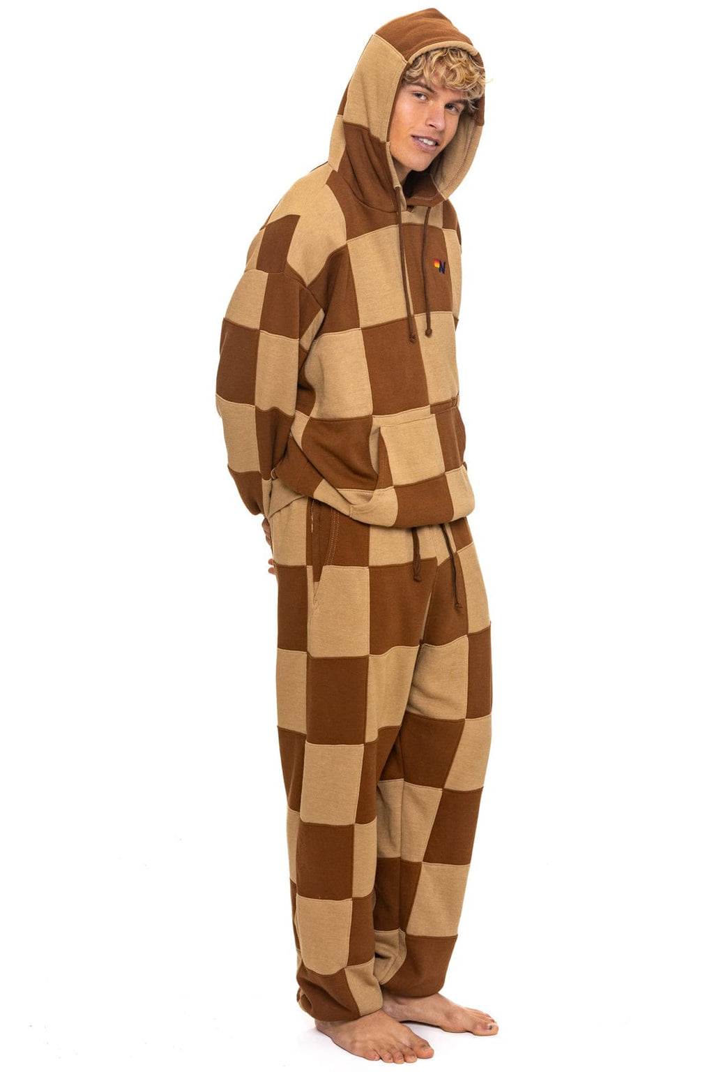 Classic CHECK QUILTED SWEATPANTS - TAN CINNAMON