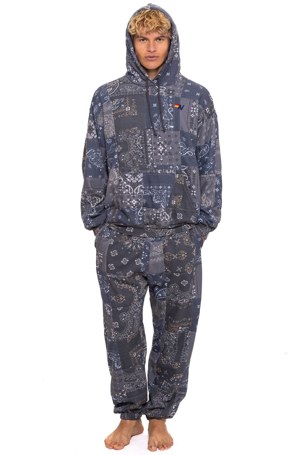 Classic BANDANA QUILTED RELAXED PULLOVER HOODIE - CHARCOAL
