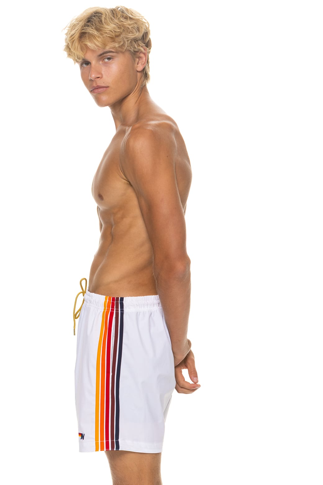 Classic MENS 5 STRIPE FLEX SHORTS - WHITE