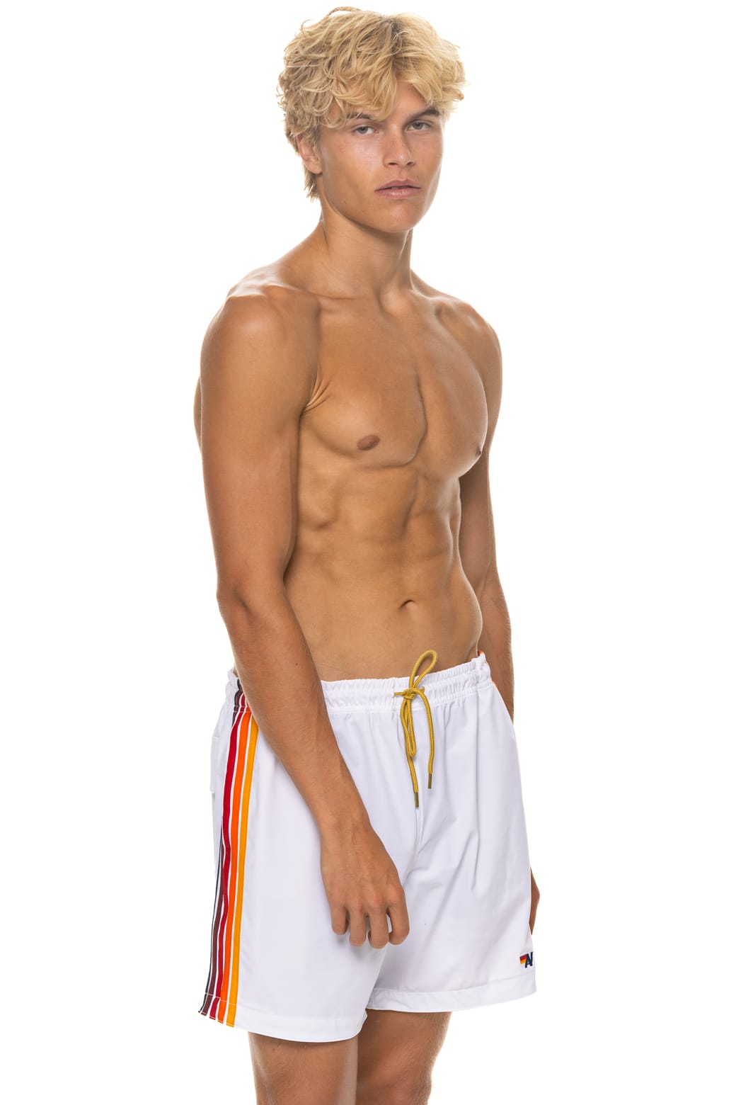 Classic MENS 5 STRIPE FLEX SHORTS - WHITE