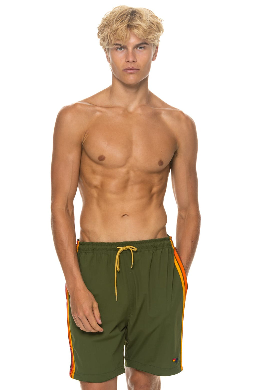 Classic MENS 5 STRIPE FLEX SHORTS 7 INCH - GARDEN GREEN