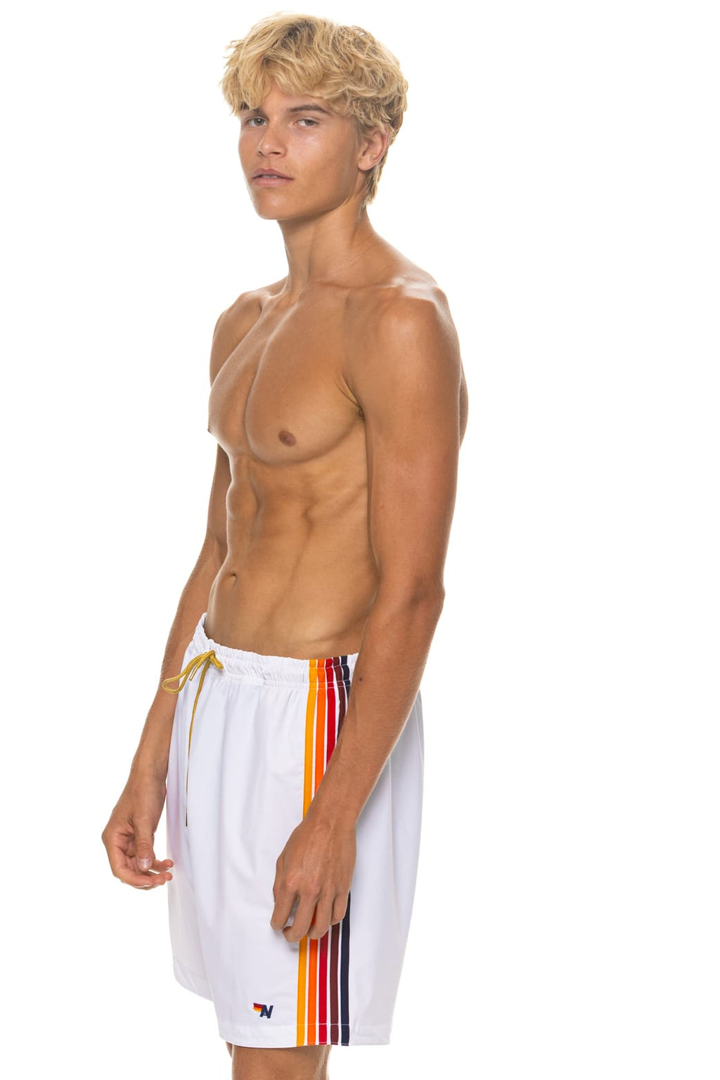 Classic MENS 5 STRIPE FLEX SHORTS 7 INCH - WHITE