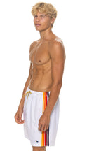 Classic MENS 5 STRIPE FLEX SHORTS 7 INCH - WHITE