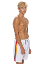 Classic MENS 5 STRIPE FLEX SHORTS 7 INCH - WHITE