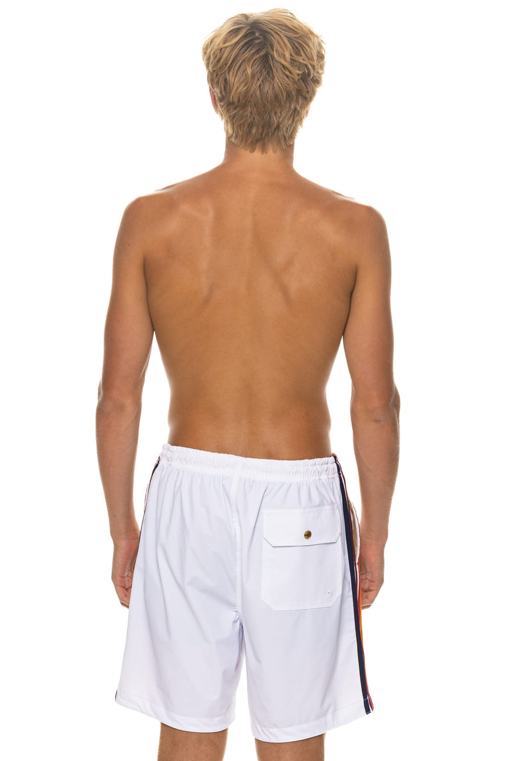 Classic MENS 5 STRIPE FLEX SHORTS 7 INCH - WHITE