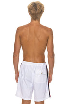 Classic MENS 5 STRIPE FLEX SHORTS 7 INCH - WHITE
