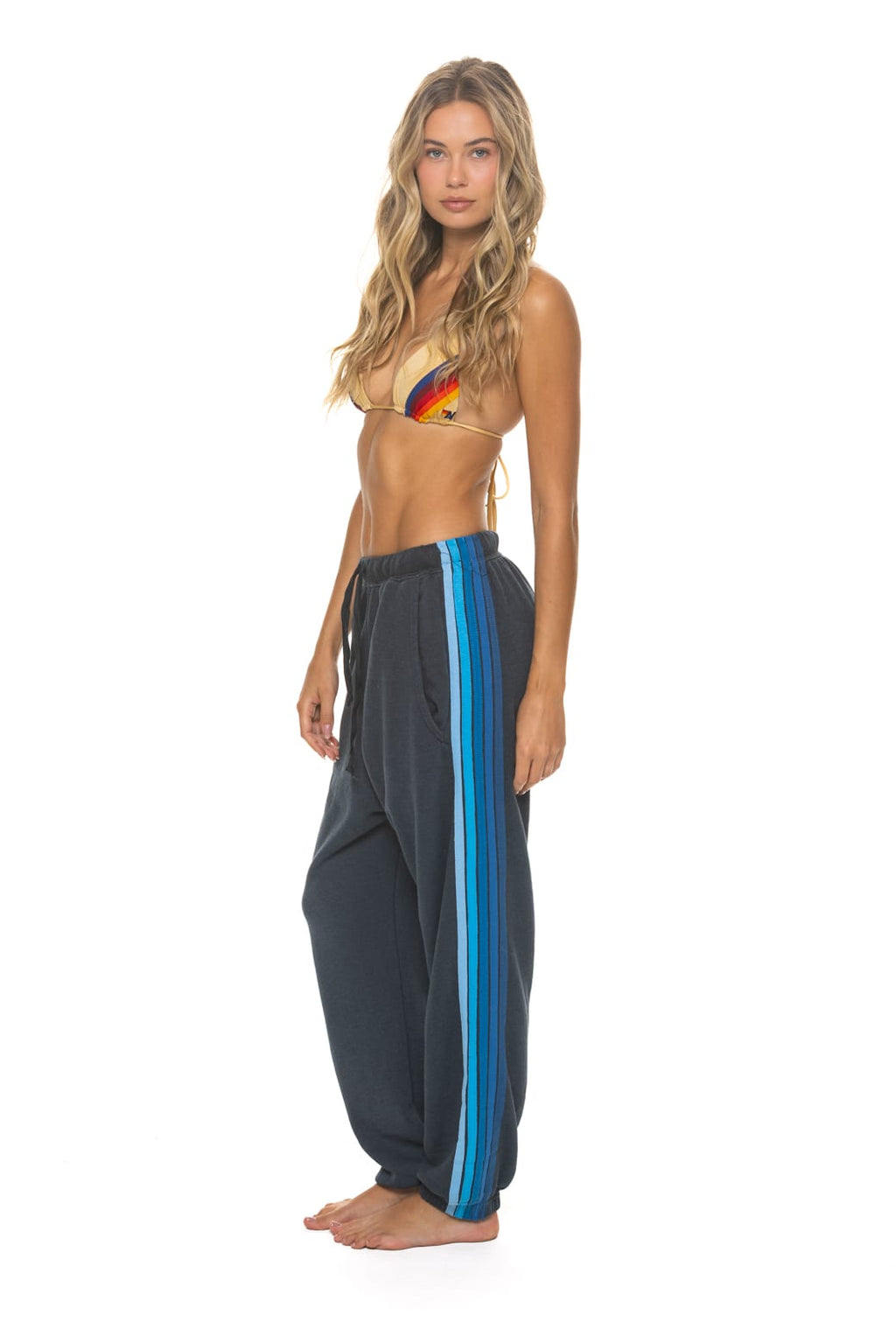 Classic 5 STRIPE SWEATPANTS - CHARCOAL BLUE
