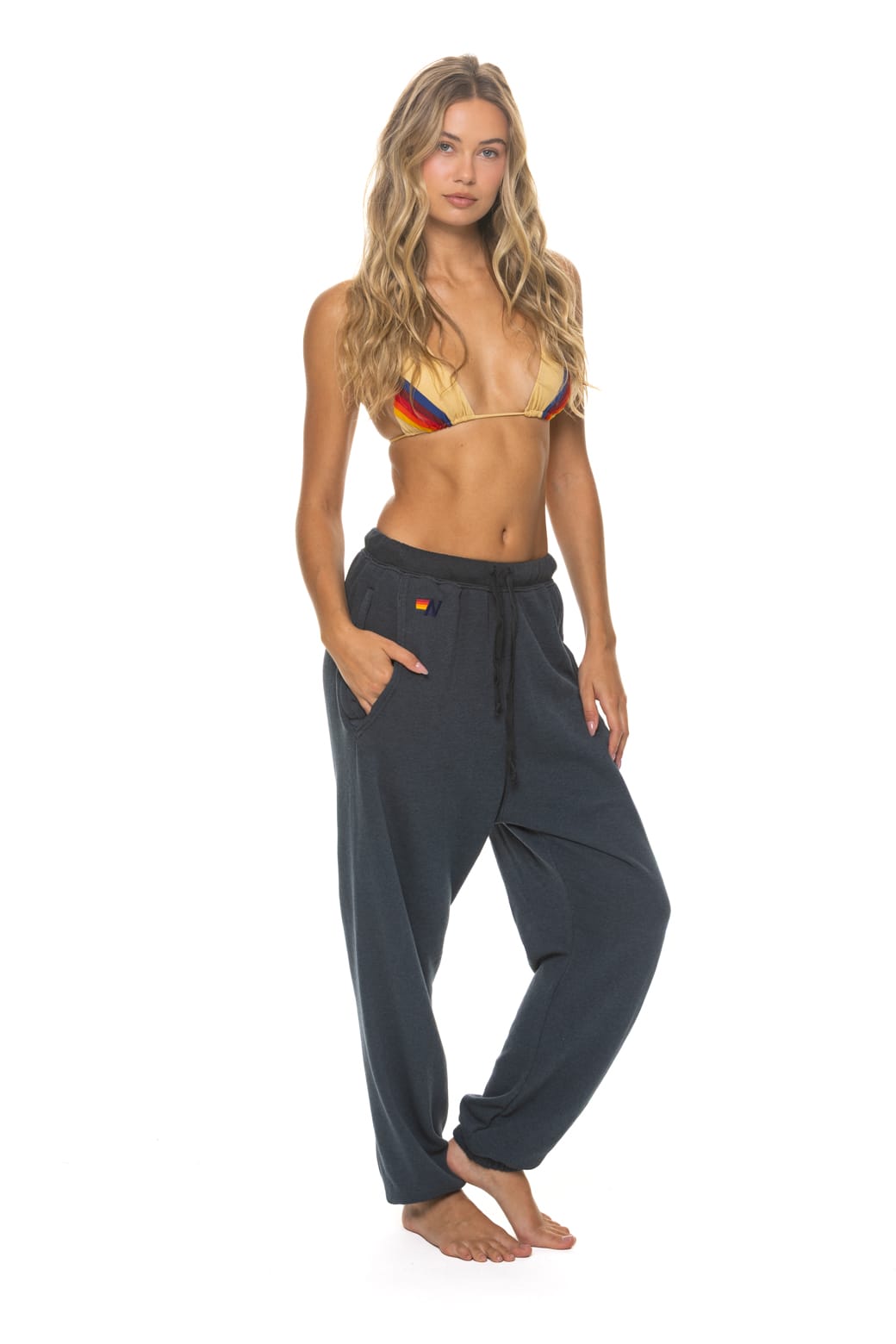 Classic 5 STRIPE SWEATPANTS - CHARCOAL BLUE