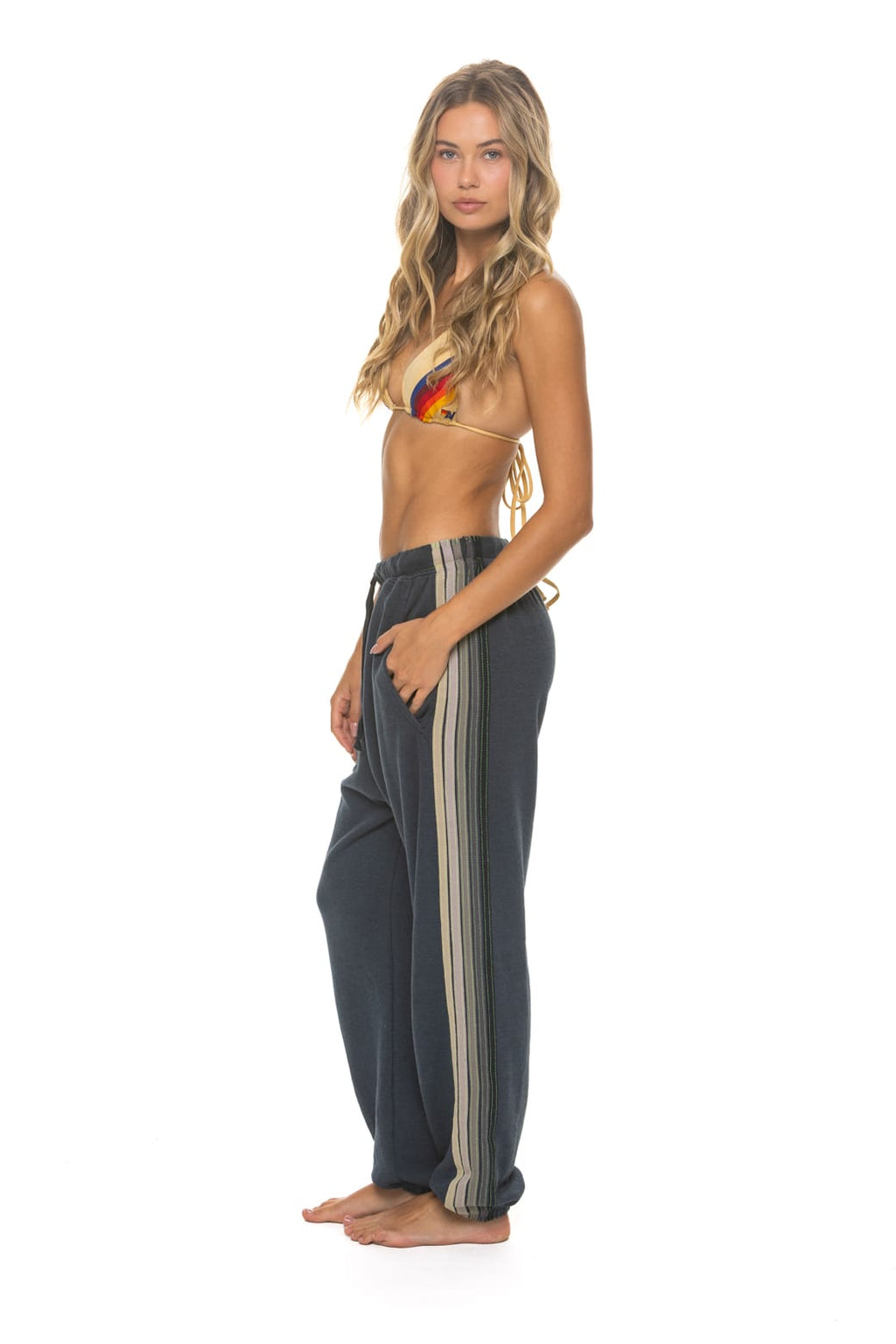 Classic 5 STRIPE SWEATPANTS - CHARCOAL GREY