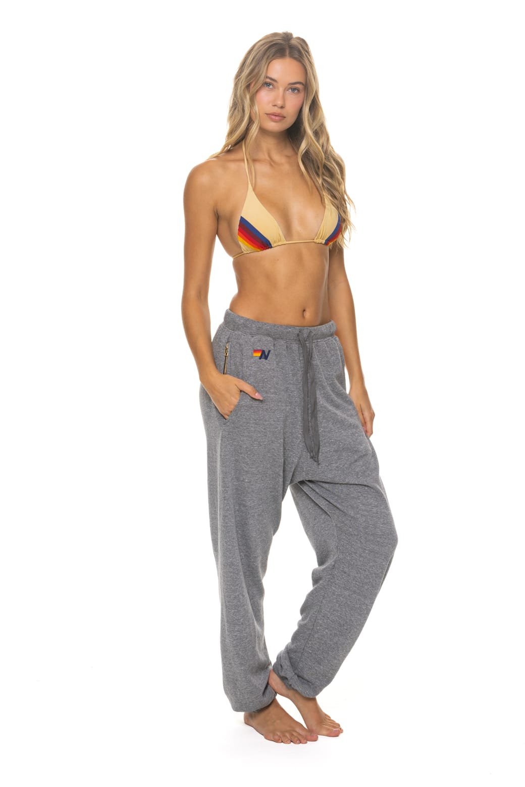 Classic 5 STRIPE SWEATPANTS - HEATHER GREY