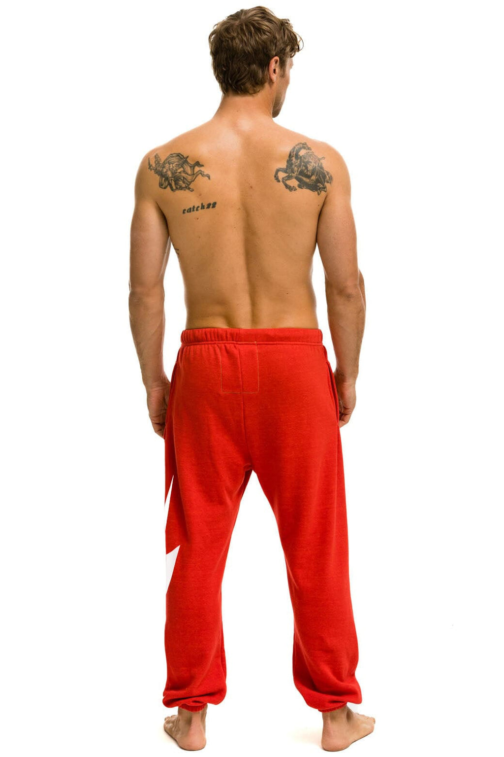 Classic BOLT PRINT UNISEX SWEATPANTS - RED WHITE