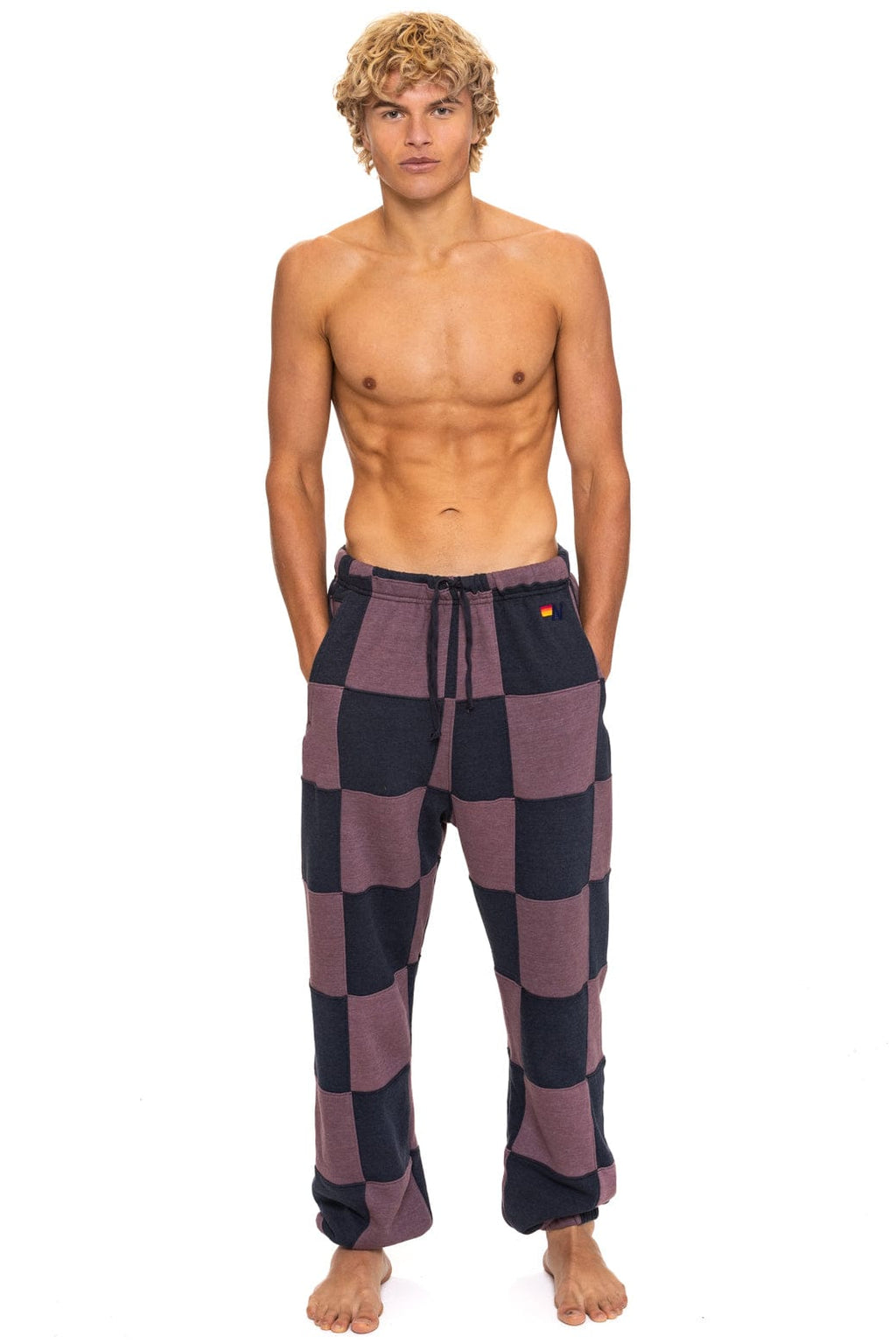 Classic CHECK QUILTED SWEATPANTS - CHARCOAL MOCHA