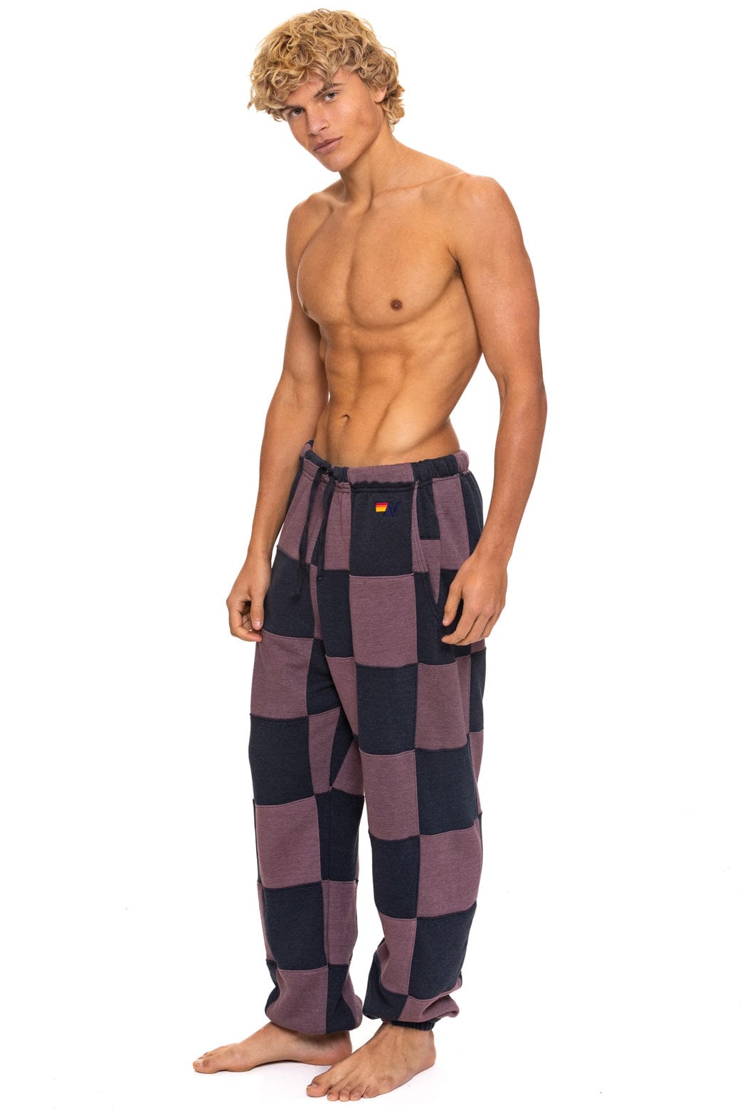 Classic CHECK QUILTED SWEATPANTS - CHARCOAL MOCHA