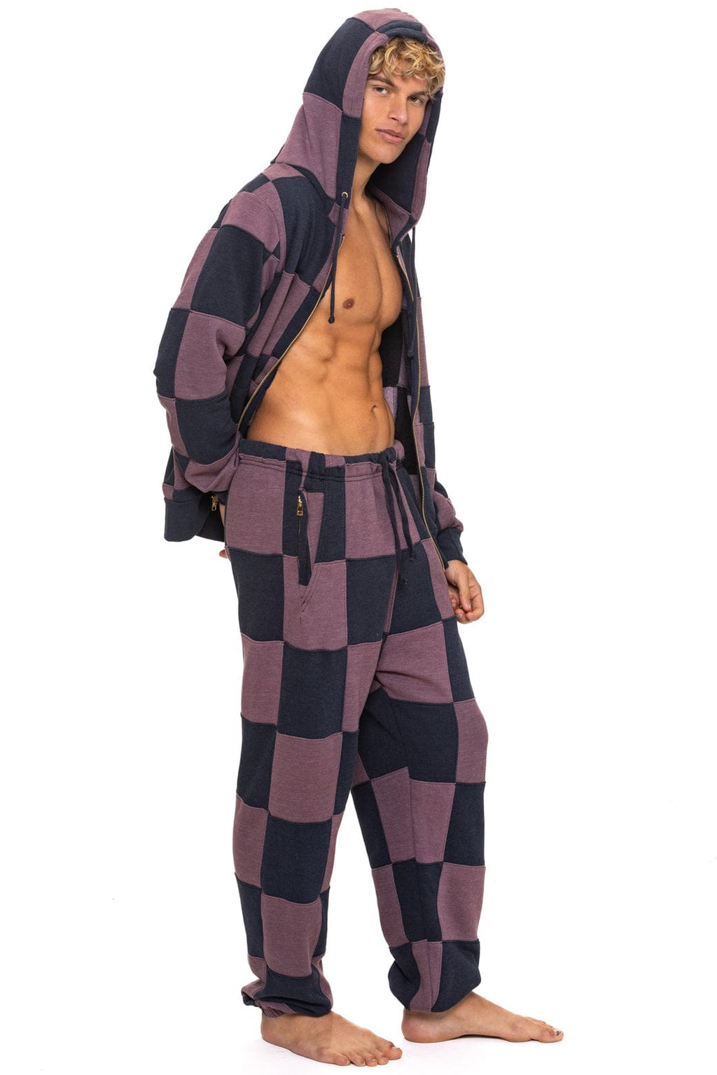 Classic CHECK QUILTED SWEATPANTS - CHARCOAL MOCHA