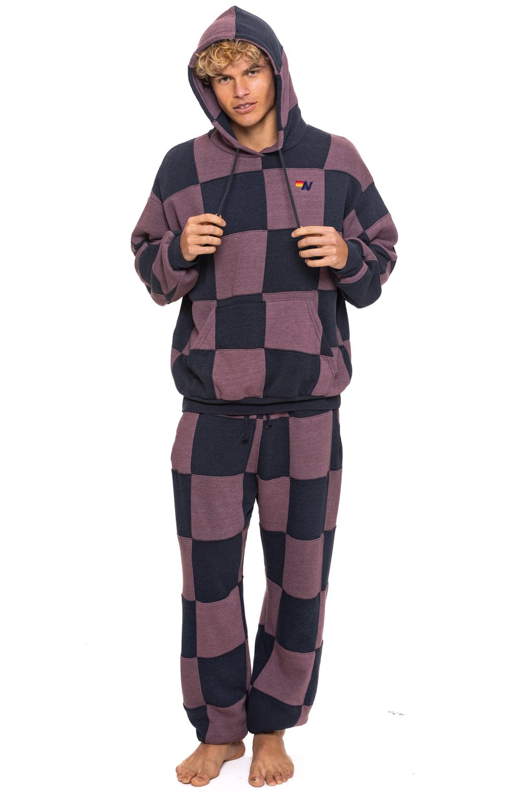 Classic CHECK QUILTED SWEATPANTS - CHARCOAL MOCHA
