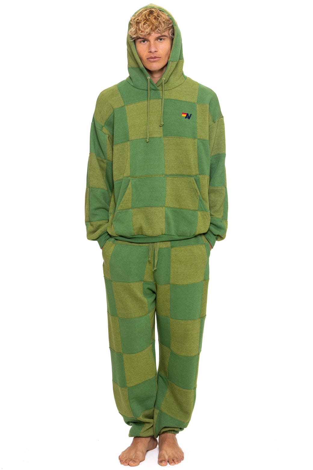Classic CHECK QUILTED SWEATPANTS - JUNGLE GREEN PALM