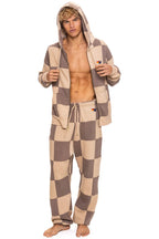 Classic CHECK QUILT ZIP HOODIE - SAND TAUPE