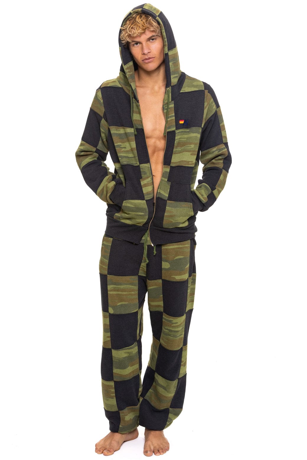 Classic CHECK QUILT ZIP HOODIE - SMOKE CAMO