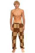 Classic CHECK QUILTED SWEATPANTS - TAN CINNAMON