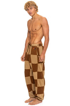 Classic CHECK QUILTED SWEATPANTS - TAN CINNAMON