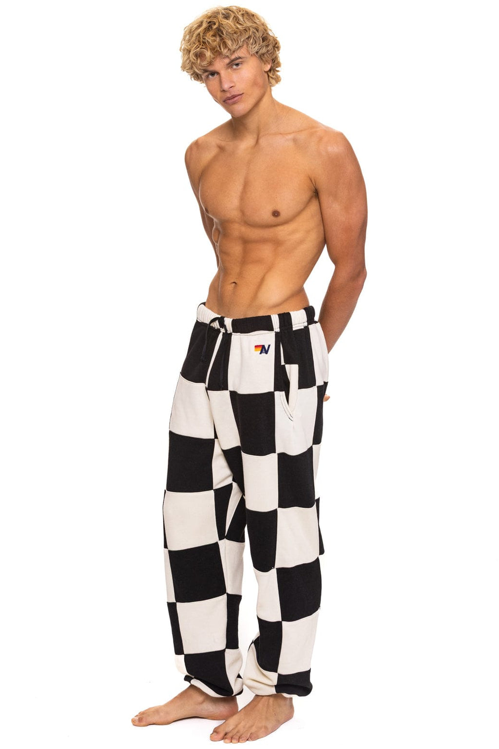Classic CHECK QUILTED SWEATPANTS - VINTAGE WHITE BLACK