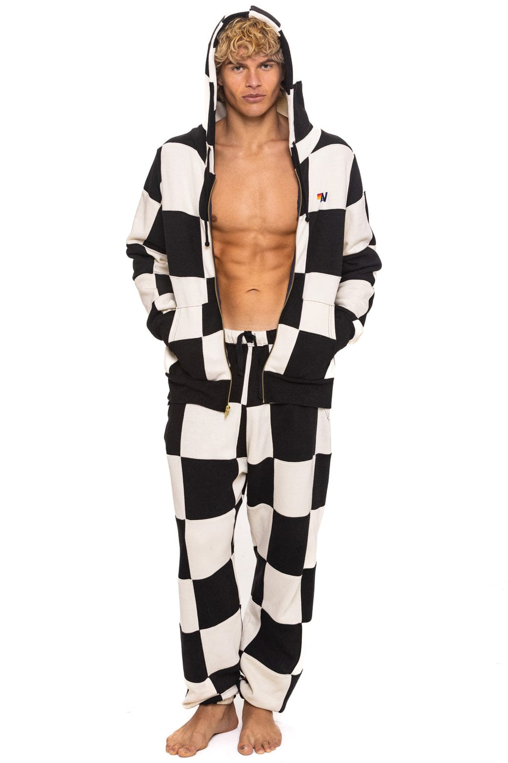Classic CHECK QUILTED SWEATPANTS - VINTAGE WHITE BLACK