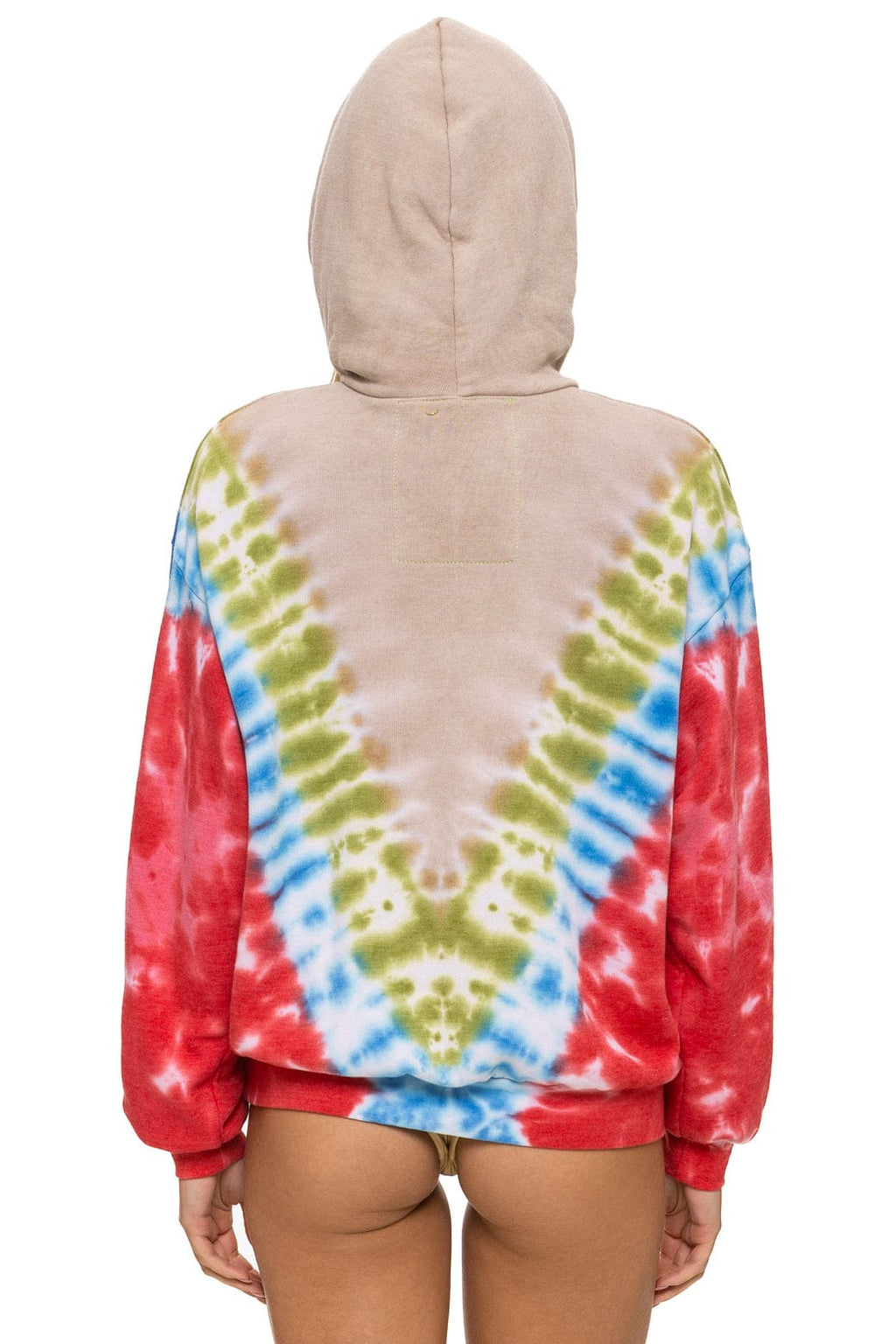 Classic HAND DYED V RELAXED PULLOVER HOODIE - TIE DYE SAND BLUE RED